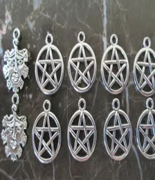 Винтажный серебряный Wicca Pagan Pentacles Green Man Charms Pendants Diy для ювелирных изделий для выводов браслетов ручной работы.