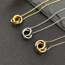 Designer Neckl Designers Jewelry Gold Sier Double Ring Christmas Gift Cjeweler Mens Woman Diamond Love Pendant Neckls Have