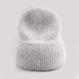 Beanieskull Caps Xthree Kış Şapkası Kadınlar için Angola Beanie Örme Tavşan Kürk Kafa Sıcak Bonnet Kapağı Kadın S Kız 221115