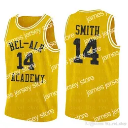 College Basketball Wears Mens # 14 WILL SMITH BEL-AIR Academy Jersey # 25 CARLTON BANKS Maglie da basket cucite al 100% Giallo di alta qualità