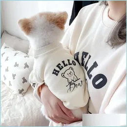 犬のアパレルスプリングペットドッグTシャツハローベアドッグドレスコットンパピー小さなベストヨークシャーチワワコスチュームロパペロDHOQM