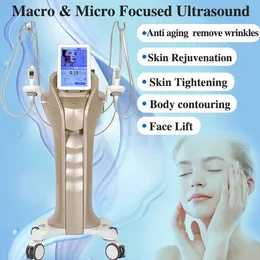 Professional Dual Handles slimming HIFU RF Ultrasound Eyelid Face Lift Wrinkle Removal body shape Facial Lifting Skin Tightening machine