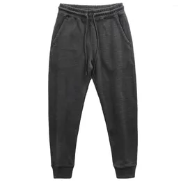 Pantaloni da uomo Pantaloni sportivi da uomo in cotone pesante lavorato a maglia spazzolato al carbonio, vestibilità aderente, skinny, alla caviglia