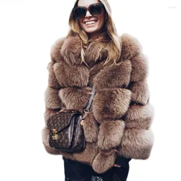 여자 모피 천연 여우 코트 패션 여성 겨울 자켓 따뜻한 가짜 코트 두꺼운 재킷
