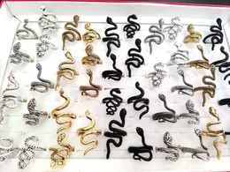 Ringas de banda 100pcslot Antique estilo punk Animal Snake Ring Gold Bated prateado banhado preto Hip Hop Rock Fashion Ring Party J￳ias unissex 221115