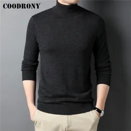 سفن رجال العلامة التجارية Coodrony 100 ٪ Merino Wool Turtleneck Sweater Men Clothing الخريف الشتاء اللون النقي النحيف سميكة الكشمير دافئة pulver Z3016 221115