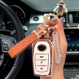 Leder 3 Knopf Smart Auto Schlüsselkoffer Abdeckung kompatibel mit
