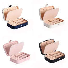 Kleine Schmuckschatulle für Halsketten und Ringe, Organizer, tragbar, für Reisen, Schmucketui, doppellagig, für Frauen und Mädchen, RRA672