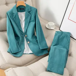 Frauen zwei St￼ck Hosen Tweed Frauenanzug Business Office Jacke und Set Women Plus Size Luxury Blazer Pant Suits f￼r