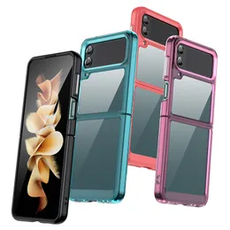 Telefonfodral för Samsung Z Flip 6 5 4 3 5G Colorful Kickstand Sockproof Rugged Shield Phone Cover Falla Funda