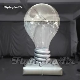 Simulated Large Advertising Inflatable Lightbulb Balloon Transparent Airblown Light Bulb Replica With Pedestal For Party Decoration