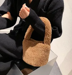 Autumn New Fluff Women's Bag Particle Vegetable Basket Handbag Plush Cute Magnetic Snap round Bags