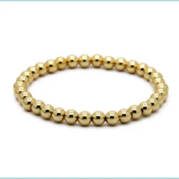 Charm Bracelets 1Pcs 6Mm Natural Stone Beads Jewelry Real Gold Plated Round Copper Mens Bracelets Best Gift Drop Delivery 2021 Dhdmg