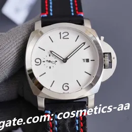 Männer Uhr Automatische Bewegung Saphir Spiegel 45mm Lederband männer weißes Zifferblatt Super Leuchtende Transparente zurück Armbanduhren