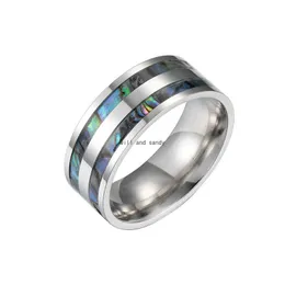 Band Ringen 8Mm Rvs Colorf Shell Ring Band Vinger Vrouwen Heren Ringen Trouwringen Mode-sieraden Drop levering Dhogh