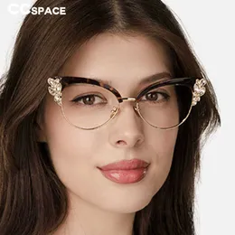 Molduras de óculos de sol CCSPACE senhoras Diamond Cat Eyes Glasses Frames Women Women Brand Designer Optical Opticalysses Moda Eyewear Computer Glasses 45259 T2201114