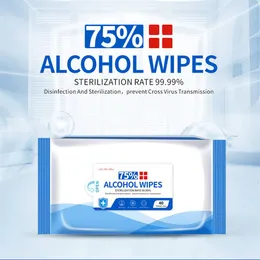 Herramienta de cuidado de limpieza port￡til 75% desinfectando toallitas de alcohol toallitas a mano desechables toallitas de piel algod￳n de alcohol 40pcs bag282k