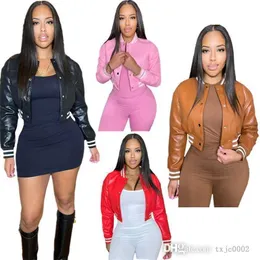 2022 Fall Winter Clothing Women Leather Baseball Jackets Designer Hip Hop Crop Tops Patchwork Striped School Team Jacket Female Windproof Coat S-XXL