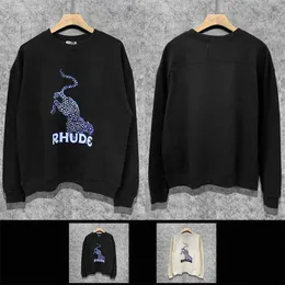 Street Fashion Rh Limited Rhude OS Gevşek hip hop yüksek kazak yuvarlak boyunlu kazak kapüşonlu ceketler n6pa