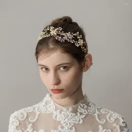 Jóias para cabelos feitos à mão europeus para as noivas Bandas de cabeças de cabeça de panela de casamento Tiara tiara -cocar de dama de honra