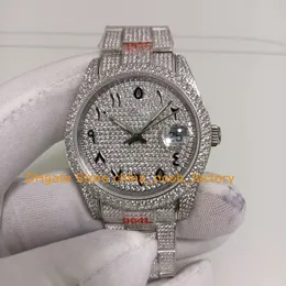 2 orologi da polso automatici stile orologio da uomo 41 mm vetro zaffiro data arabo Roma intarsio quadrante con diamanti braccialetto con castone TW 2824 movimento orologi meccanici