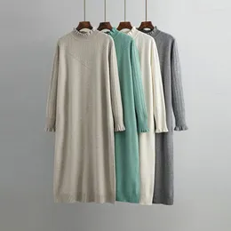 Abiti casual Autunno Inverno Maglione lungo e spesso Donna Dolcevita Manica a lanterna Abito dritto in cashmere Maix Ragazza femminile Caldo