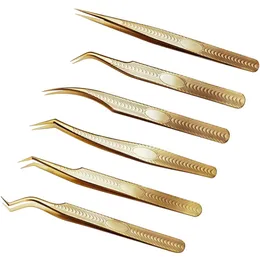 Narzędzia ręczne szczypce przedłużenie stali nierdzewnej złote pincety profesjonalne rzęsy