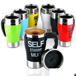 Muggar 350 ml Matic Self Stirring Mug Lazy Electric Coffee Cup Milk Mixing Mugs Smart rostfritt stål Dubbelskikt Mix Drinkware Drop D Dhaza