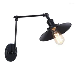 مصابيح الجدار Nordic Industrial Vintage Sconce Light Tiptures Iron Long Arm Adjust LED LAM LAMP Decor Edison Lamara Pred