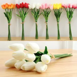 Fiori decorativi 1pcs tulipani da giardino artificiale Vero touliple decorazioni per bouquet per la casa decorazioni del matrimonio fiore finto