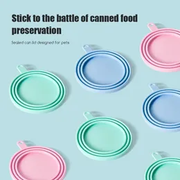 Pet Bowls Universal Silicone Sealed Lid reusable Keep fresh Cover Feeding Spoon Set Canned Spoon Can Opener Dog cat Wet Food wly935