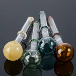 Partihandel rund kulform rökrör pyrex glas handfull rör mini tillbehör olje brännare med bubbler wrap hookahs vatten bongs sw14