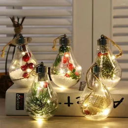 Decorazioni natalizie LED Simulazione Lampadina Sfera trasparente Decorazione albero di Natale Lampada a sospensione in plastica