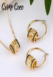 Jóias Conjuntos de jóias Pulpetíssória de luxo Cring Coco Hawaiian Polinésia Plumeria Set Set Moda Gold Preenchido com arco pendente Earrin5052908