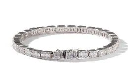 Hiphop Prata Quadrado Diamante Pulseira Tenns Pulseira 7 polegadas 8 polegadas 86mm Simular Dimonds Bangles Braceles9431095