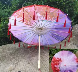 Paper Umbrella Parasol Wedding Brida Umbrella Handmade Printed Painting Chinese Oiled Mini Craft Umbrellas With Handle And Tassels JNC386