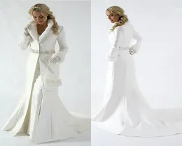 Элегантная меховая женщина одежда для свадебной куртки лацка для лацки шейки свадебная пленка с длинным рукавом Женщины зимние пальто для свадебного палочка болеро плюс размер CA9419222