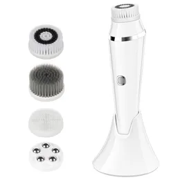 4 I 1 Face Cleansing Brush Sonic Vibration Facial Cleanser Silicone Pore Cleaner Exfoliator Face Washing Brush Roller Massager238U