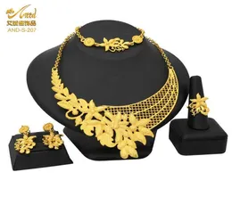 Jóias paquistanesas Conjunto de jóias para mulheres colares de ouro de noiva etíopes BraceLetSearrings Conjuntos de jóias de casamentos africanos H1024217726