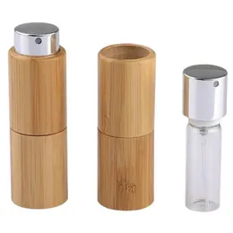 10 ml leere Bambus Parfüm Flasche DIY Glas Duft Sprühflasche tragbare Tube LX9461