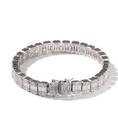 Pulseira de diamante quadrado de prata de hiphop pulseira de tenns de tenns 7innch 8quotinch 86mm simulate dimonds bangles braceles4520581