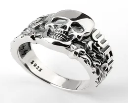 Real 925 Sterling Silver Skull Ring Skeleton 유럽 펑크 쿨 스트리트 스타일을위한 패션 쥬얼리 2569497