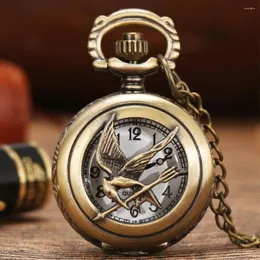 포켓 시계 작은 크기의 청동 배가 고픈 유명한 게임 시계 쿼츠 목걸이 펜던트 시계 남성용 여자 아이들을위한 FOB 체인 선물
