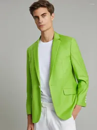 Trajes para hombres Blazers para hombres brillantes de lujo de ocio verde claro 1 bot￳n de chaqueta moda