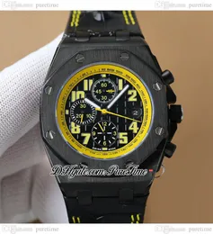 A2617 42 A3126 Bumblebee masculino automático PVD PVD Todos os marcadores de números internos amarelos pretos, sem cronógrafo, cinta de couro PureTime E252