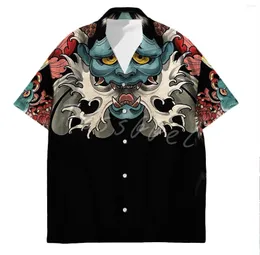 Camicie casual da uomo Camicie hawaiane di lusso da uomo Harajuku Samurai Tatuaggi giapponesi Stampati in 3D Moda Top Oversize Summer Streetwear