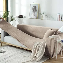 Silla de silla Velvet Plush en forma de sofá en forma de L para la sala de estar Muebles elásticos Couch Slip -Slip -Slip Chaise Longue Corner STRING3077