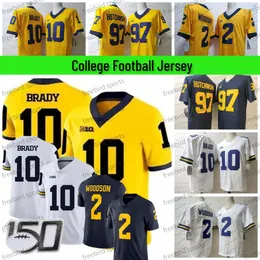 Wolverines 97 Aidan Hutchinson Fußballtrikot 25 Hassan Haskins 3 Rashan Gary 5 Jabrill Peppers 10 Tom Brady Woodson Mens College Football Trikots genäht