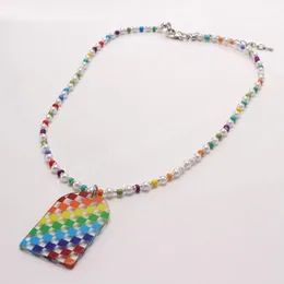 Симпатичный дизайн Rainbow Geometric Pendants Ожерелье детские девочки красочное маленькое ожерелье из бусин