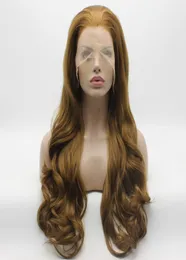 Iwona Hair Synthetic Lace Front Wig Wavy Long Honey Blonde Wig 1227 Half Hand 묶인 내열성 가발 5952357
